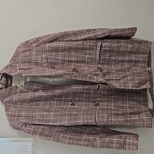 Anthropologie MaeveReddish Brown Plaid Blazer Jacket